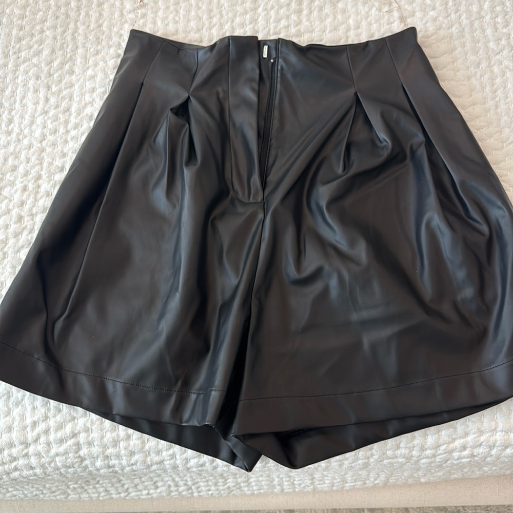 Black leather look shorts